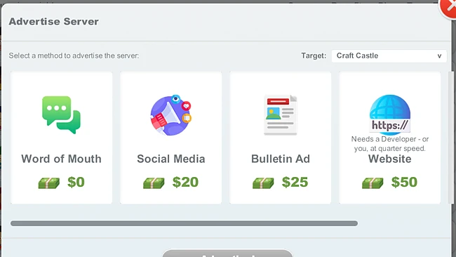 Promotion: Advertise Server, from Word of Mouth to a Website