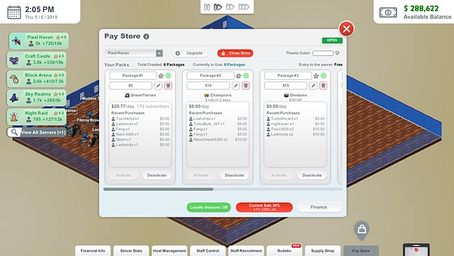 The Pay Store: a server's packs and what they have earned