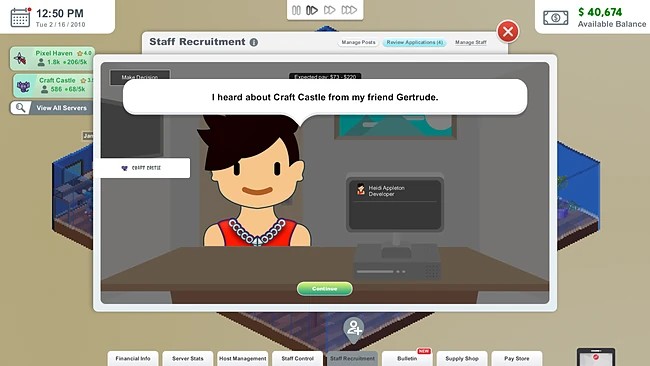 A job interview: the candidate says they heard about Craft Castle from a friend
